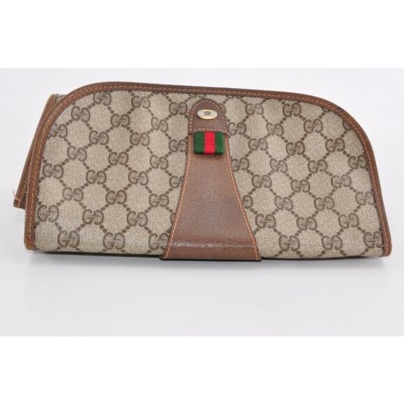 Authentic Gucci GG Supreme Ophidia Sherry Line Clutch Bag Wallet Web Canvas Tan - Picture 8 of 10